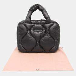 Miu Miu Black Quilted Nylon/Feather Tote Bag