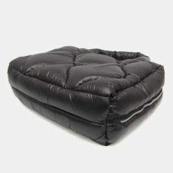 Miu Miu Black Quilted Nylon/Feather Tote Bag
