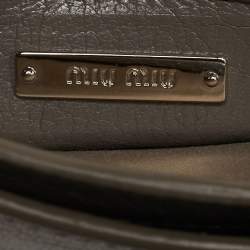 Pre Owned Miu Miu  Beige/Grey Madras Leather Pushlock Flap Chain Shoulder Bag