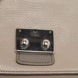 Pre Owned Miu Miu  Beige/Grey Madras Leather Pushlock Flap Chain Shoulder Bag