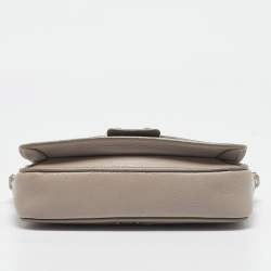 Pre Owned Miu Miu  Beige/Grey Madras Leather Pushlock Flap Chain Shoulder Bag