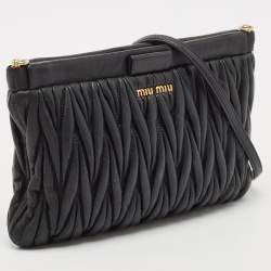 Miu Miu Balck Matelasse Leather Shoulder Bag