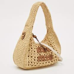 Miu Miu Natural Raffia Effect Wander Hobo