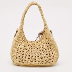 Miu Miu Natural Raffia Effect Wander Hobo