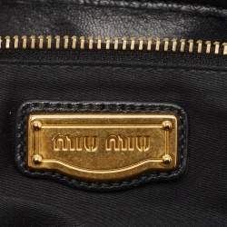 Miu Miu Black Matelassé Leather Coffer Hobo