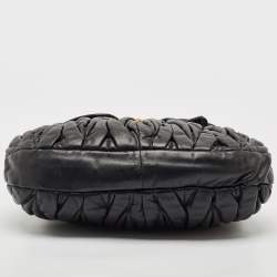 Miu Miu Black Matelassé Leather Coffer Hobo