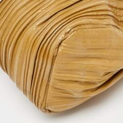 Miu Miu Beige/Metallic Pleated Patent Leather Shoulder Bag