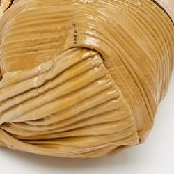 Miu Miu Beige/Metallic Pleated Patent Leather Shoulder Bag