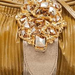 Miu Miu Beige/Metallic Pleated Patent Leather Shoulder Bag