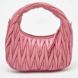 Miu Miu Pink Matelassé Leather Wander Mini Hobo