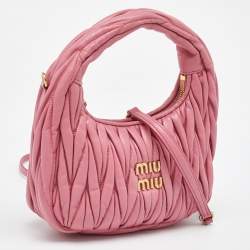 Miu Miu Pink Matelassé Leather Wander Mini Hobo
