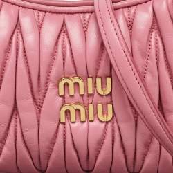 Miu Miu Pink Matelassé Leather Wander Mini Hobo