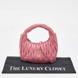 Miu Miu Pink Matelassé Leather Wander Mini Hobo