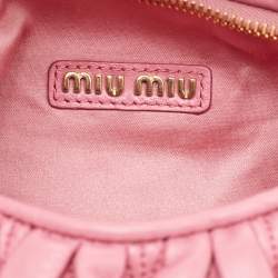 Miu Miu Pink Matelassé Leather Wander Mini Hobo