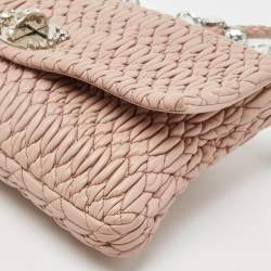 Pre Owned حقيبة كتف ميو ميو كريستال جلد نابا مبطنة سوداء