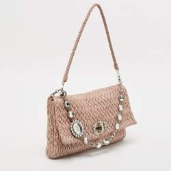 Pre Owned حقيبة كتف ميو ميو كريستال جلد نابا مبطنة سوداء