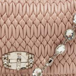 Pre Owned حقيبة كتف ميو ميو كريستال جلد نابا مبطنة سوداء