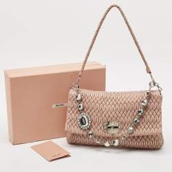 Pre Owned حقيبة كتف ميو ميو كريستال جلد نابا مبطنة سوداء