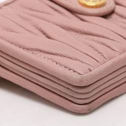 Pre Owned Miu Miu Blush Pink Matelasse Leather Card Holder