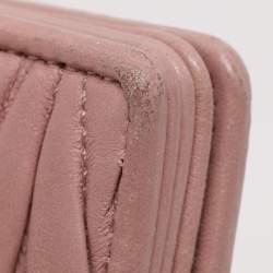 Pre Owned Miu Miu Blush Pink Matelasse Leather Card Holder
