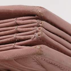 Pre Owned Miu Miu Blush Pink Matelasse Leather Card Holder