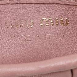 Pre Owned Miu Miu Blush Pink Matelasse Leather Card Holder