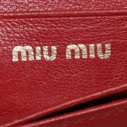 Miu Miu Red Matelasse Lux Leather Card Holder