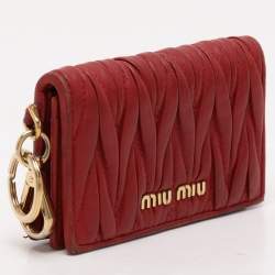 Miu Miu Red Matelasse Lux Leather Card Holder
