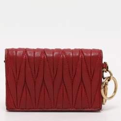 Miu Miu Red Matelasse Lux Leather Card Holder