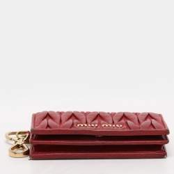 Miu Miu Red Matelasse Lux Leather Card Holder