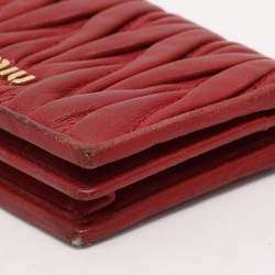 Miu Miu Red Matelasse Lux Leather Card Holder