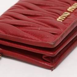 Miu Miu Red Matelasse Lux Leather Card Holder