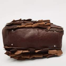 Miu Miu Dark Brown Leather Ruffle Shoulder Bag