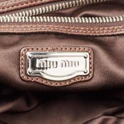 Miu Miu Dark Brown Leather Ruffle Shoulder Bag