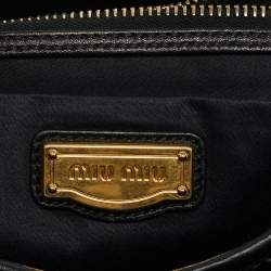 Miu Miu Black Matelassé Leather Coffer Hobo