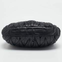 Miu Miu Black Matelassé Leather Coffer Hobo