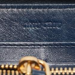 Miu Miu Navy Blue Croc Embossed Shine Leather Zip Continental Wallet
