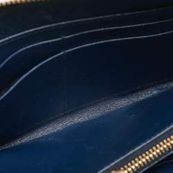 Miu Miu Navy Blue Croc Embossed Shine Leather Zip Continental Wallet
