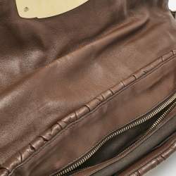 Miu Miu Brown Matelassé Leather Turnlock Flap Top Handle Bag