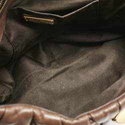 Miu Miu Brown Matelassé Leather Turnlock Flap Top Handle Bag