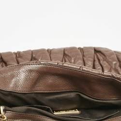 Miu Miu Brown Matelassé Leather Turnlock Flap Top Handle Bag