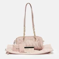 Miu Miu Pink Matelassé Leather Cylinder Bag