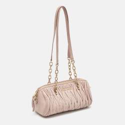 Miu Miu Pink Matelassé Leather Cylinder Bag