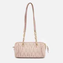 Miu Miu Pink Matelassé Leather Cylinder Bag