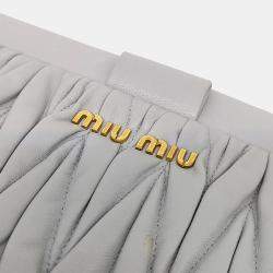 Miu Miu Grey Leather Matelasse Clutch Bag