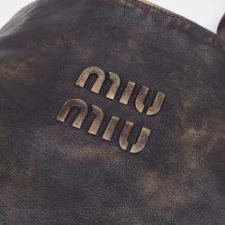 Miu Miu Dark Brown Leather Nappa Hobo Bag