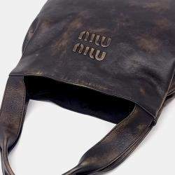 Miu Miu Dark Brown Leather Nappa Hobo Bag