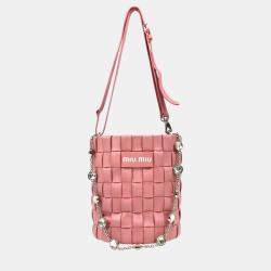 Miu Miu Pink Lambskin Nappa Crystal Shoulder Bag
