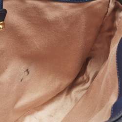 Miu Miu Two Tone Blue Madras Leather Pushlock Tote