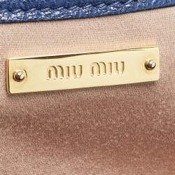 Miu Miu Two Tone Blue Madras Leather Pushlock Tote